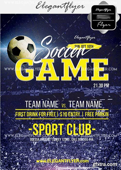 Soccer Game V14 Flyer PSD Template + Facebook Cover