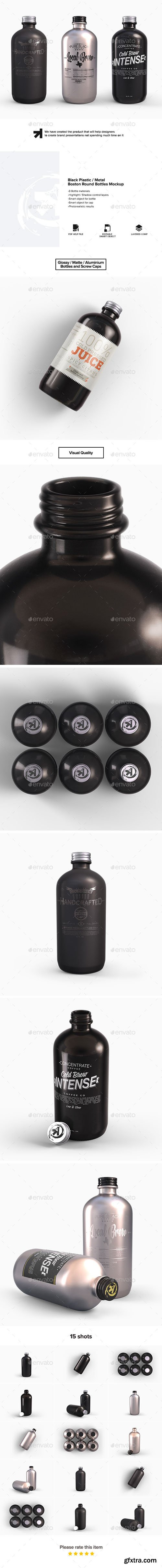 GR - Plastic Metal Boston Round Bottles Mockup 19865372