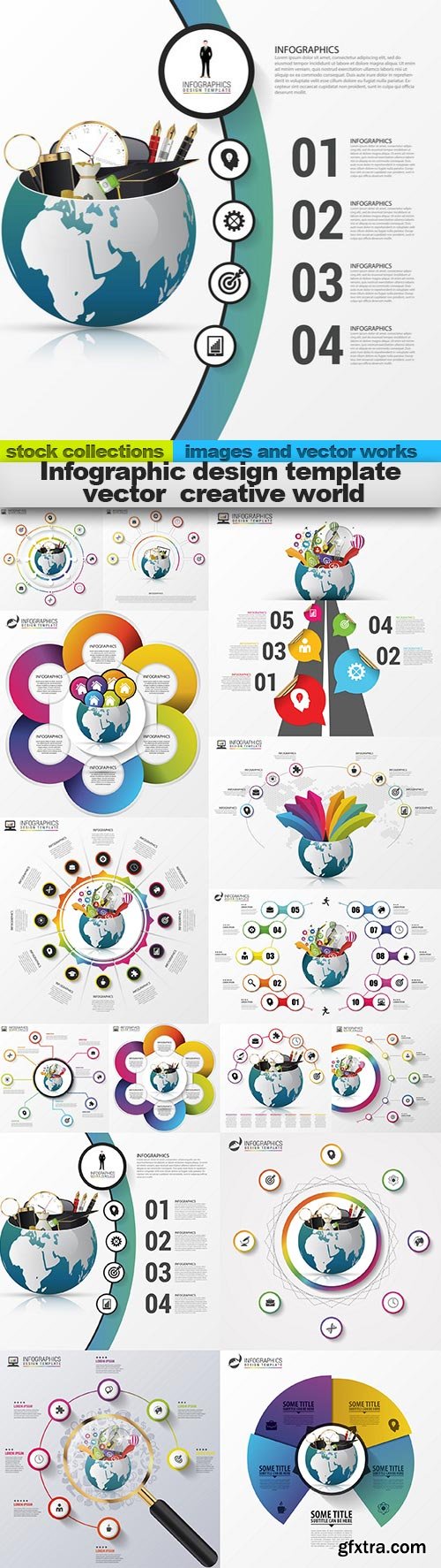 Infographic design template vector creative world, 15 x EPS