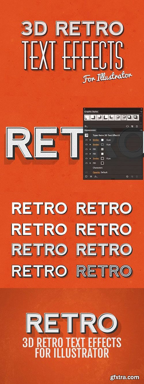 CM - 3D Retro Text Effects - Illustrator 61598