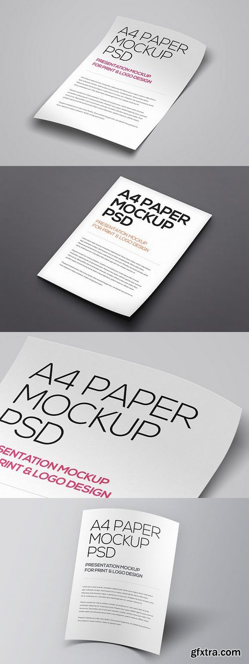 CM - 3 Floating A4 Paper Mockups 246948