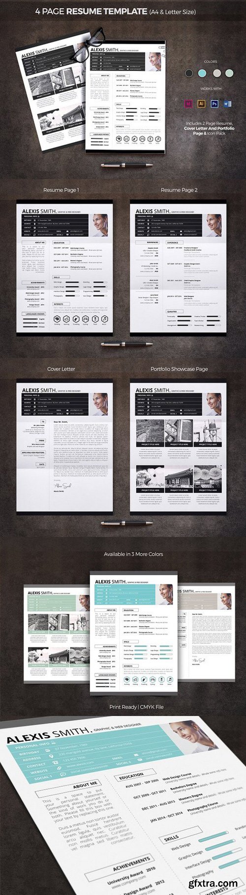 CM - 4 Page Resume Template 750123