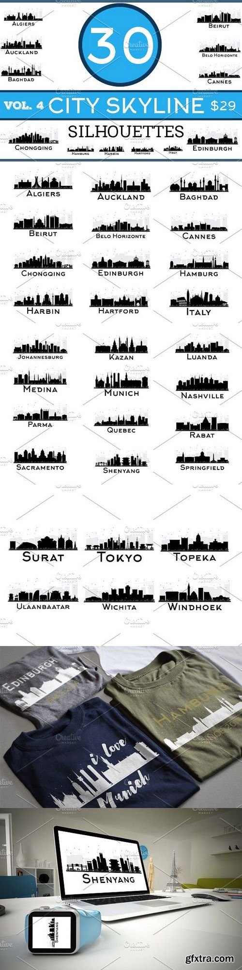 CM - 30 City Skyline Silhouettes Set 4 1205975