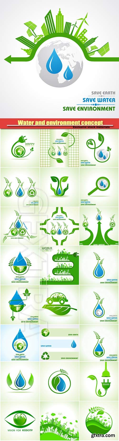 Save earth, water and environment concept