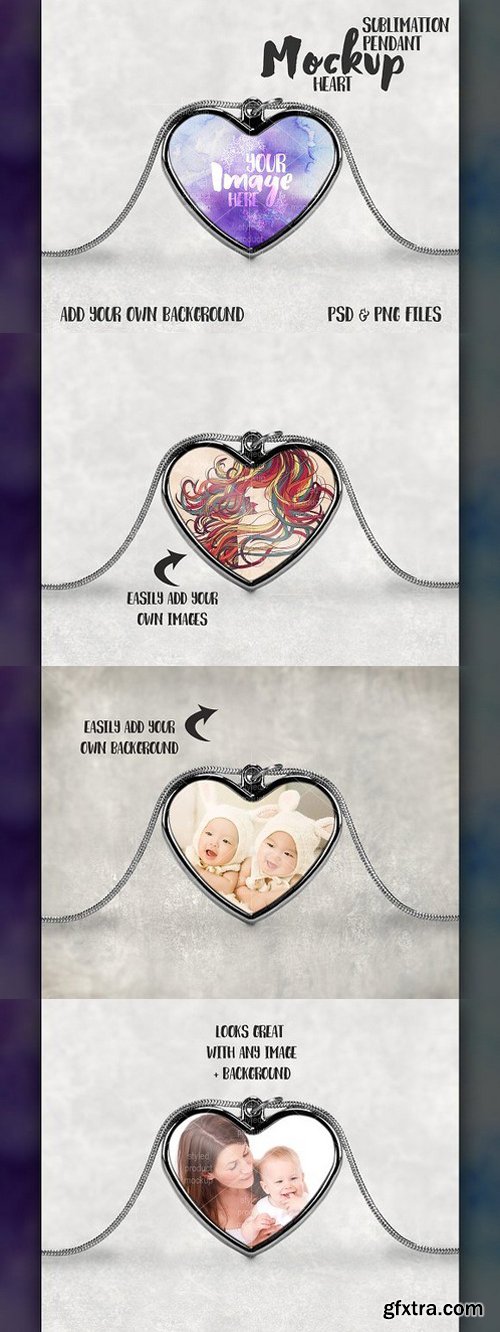 CM - Sublimation Heart Necklace Mockup 1412542