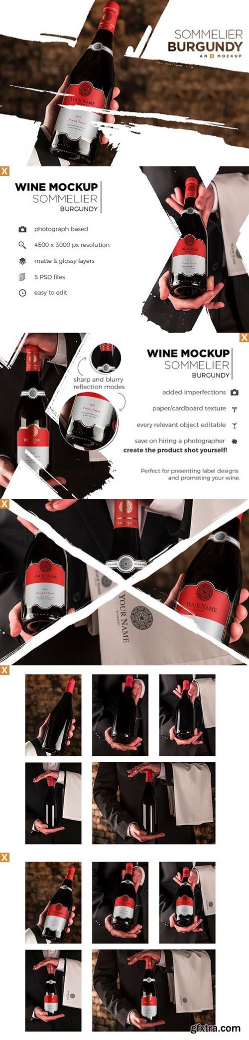 CM - Sommelier Wine Mockup - Burgundy Red 1407506