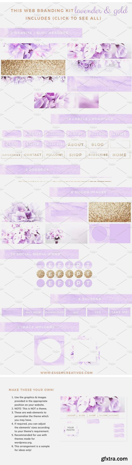 CM 1360065 - Lavender Gold Web Blog Branding Kit