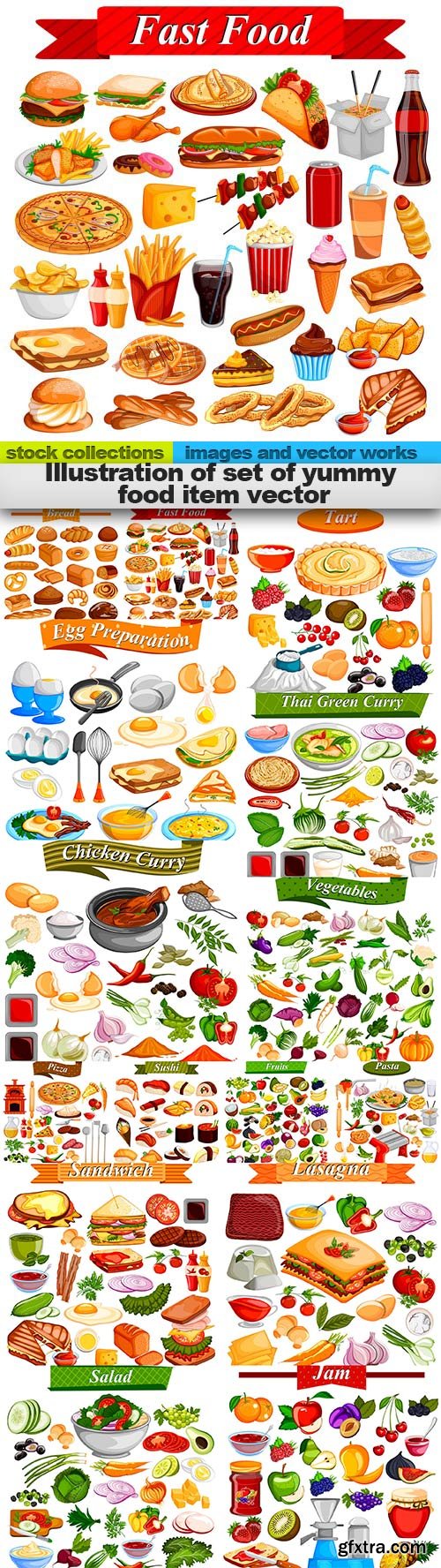 Illustration of set of yummy food item vector, 15 x EPS