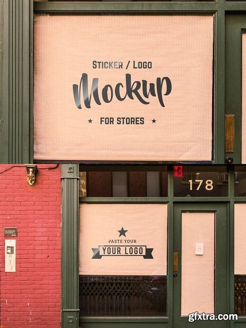 CM - Storefront Sticker Sign Logo Mockup 1209300