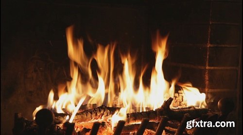 Fire Burns Fireplace prores