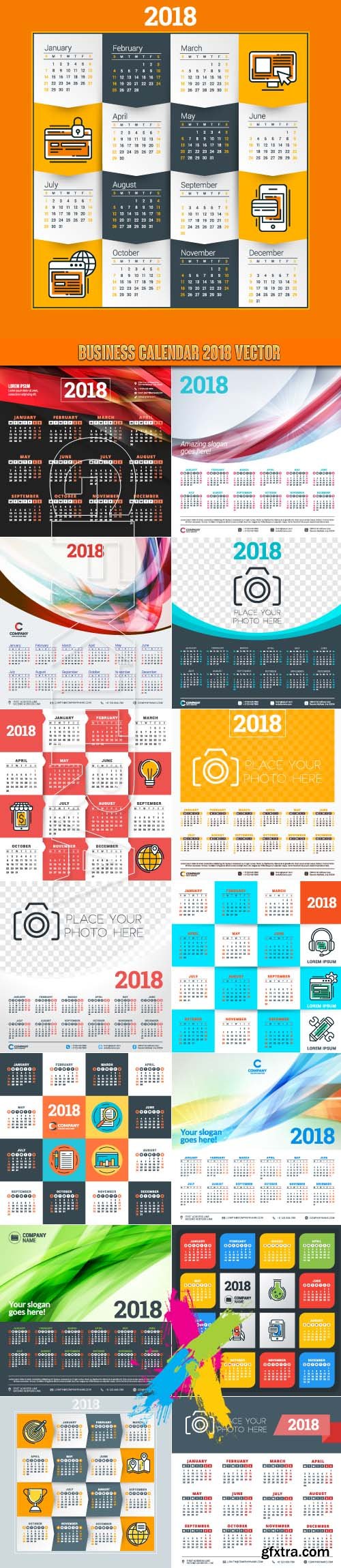 Business calendar 2018 vector