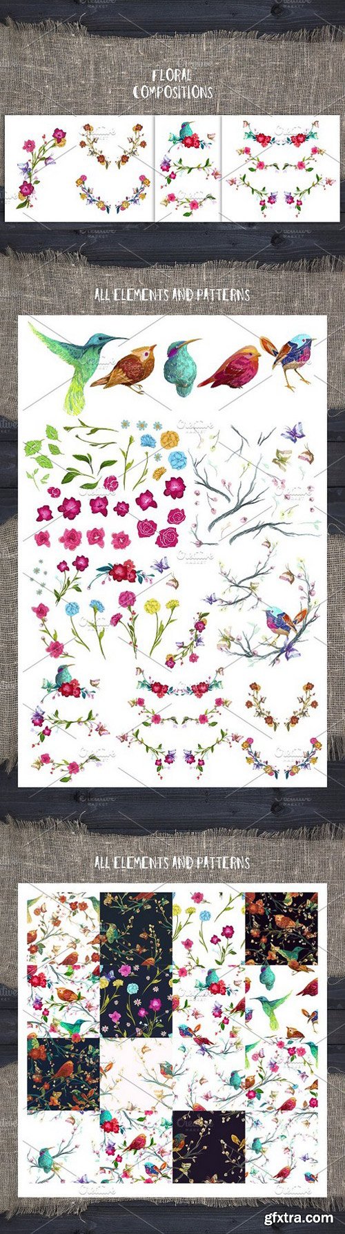CM - Embroidery: flowers and birds 1397147
