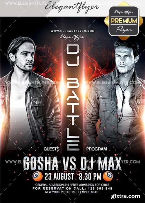 DJ Battle 2017 V2 Flyer PSD Template + Facebook Cover