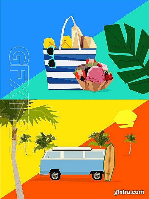 CreativeMarket Summer time illustrations 1414530