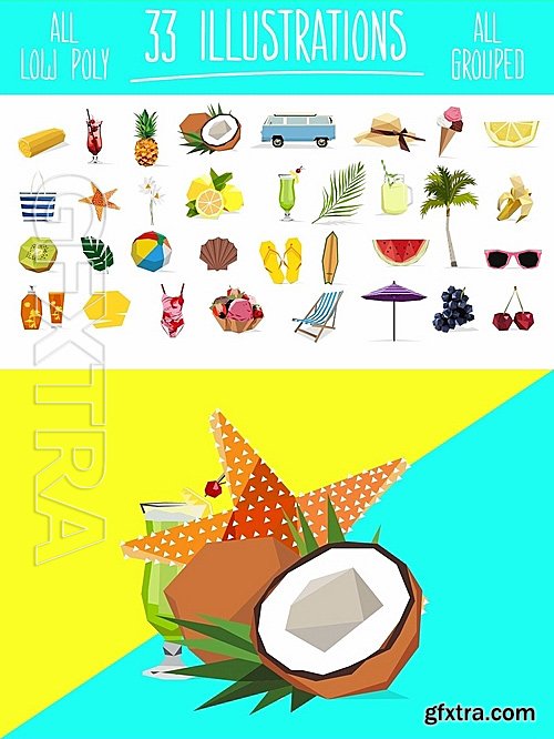 CreativeMarket Summer time illustrations 1414530