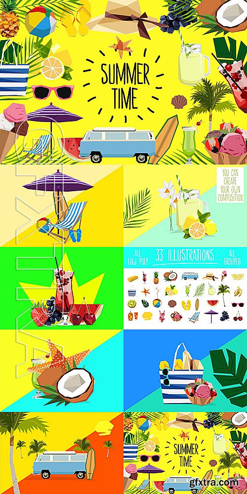 CreativeMarket Summer time illustrations 1414530