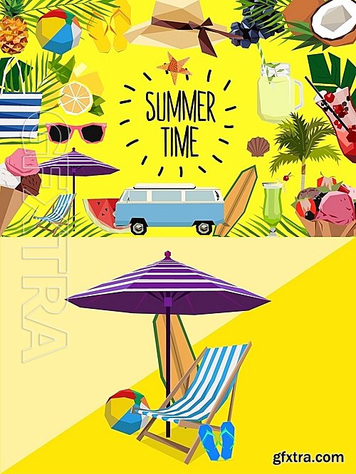 CreativeMarket Summer time illustrations 1414530