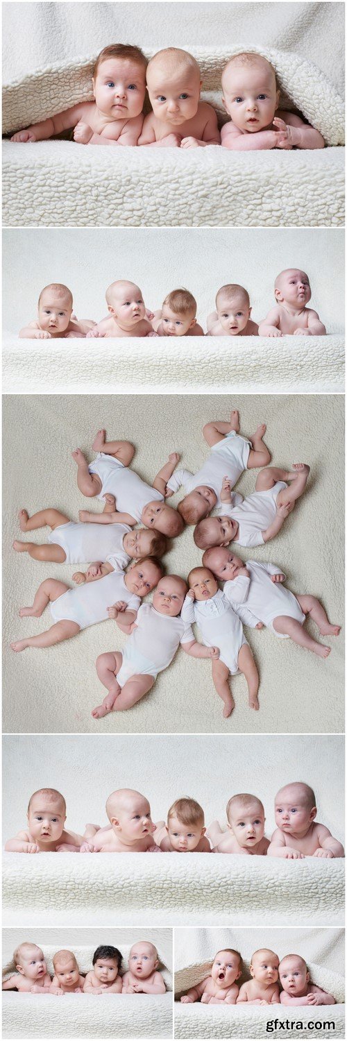 Cute babies on light background 6X JPEG