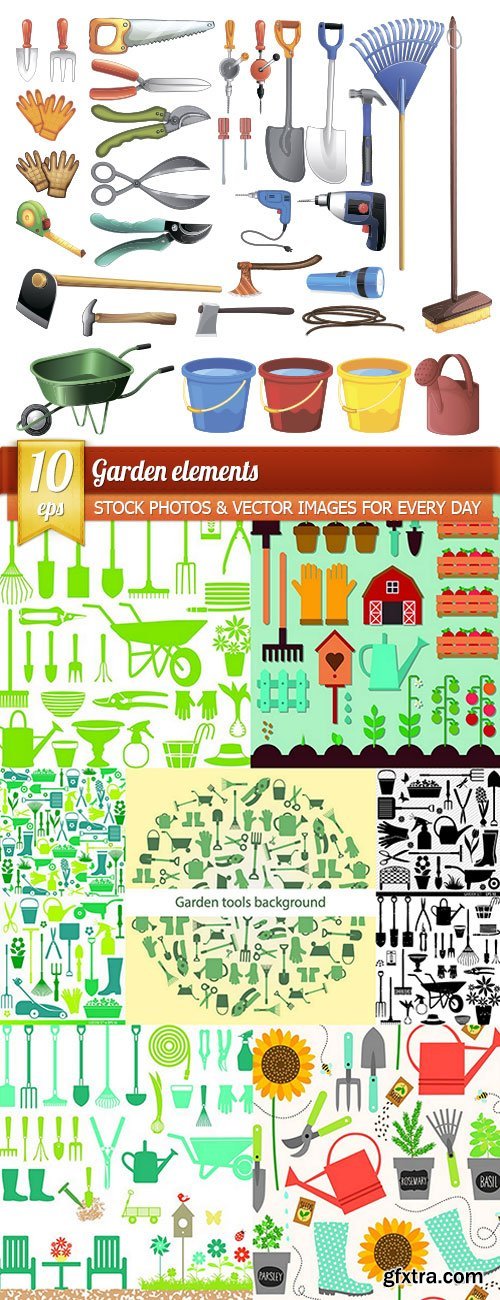 Garden elements, 10 x EPS