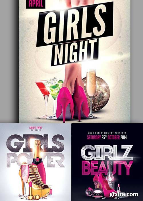 Girls Party 3in1 V1 Flyer Template