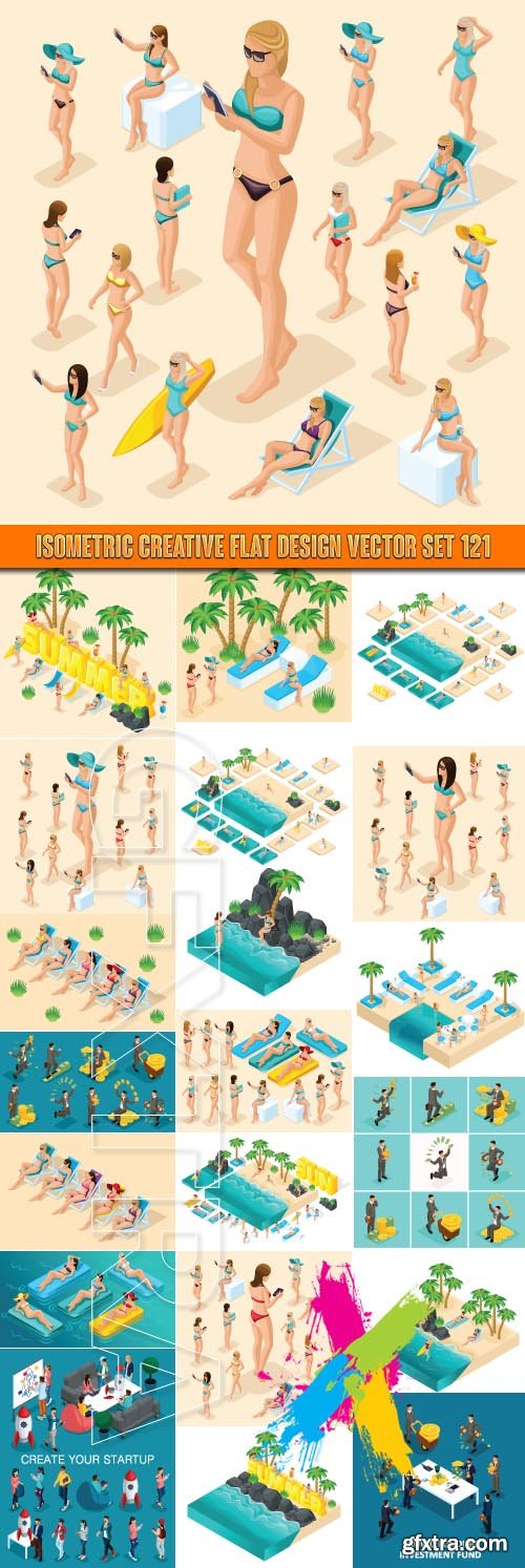 Isometric creative flat design vector set 121