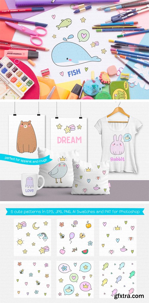 CM 1408858 - Cute Creatures Vector Set