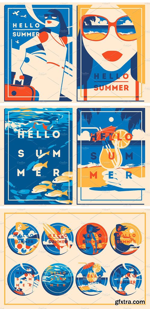 CM 1407861 - 8 Summer Posters & Badges Bundle #2