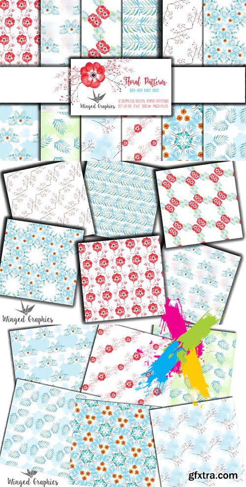 CM - Floral watercolor seamless patterns 1488739