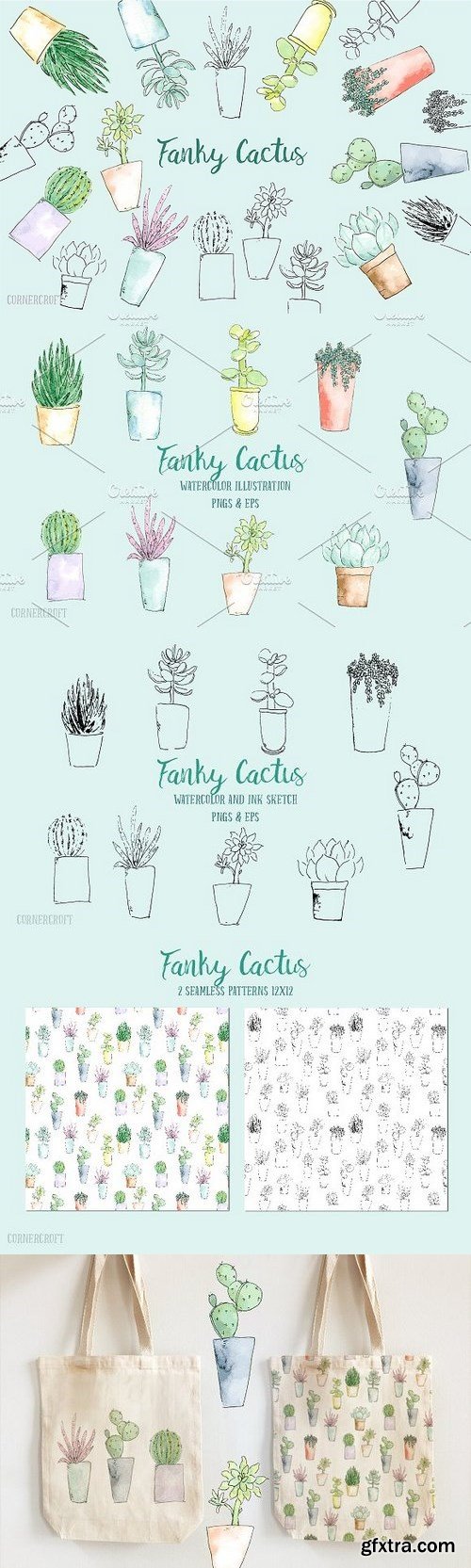 CM - Watercolor Funky Cactus Vector 1325082