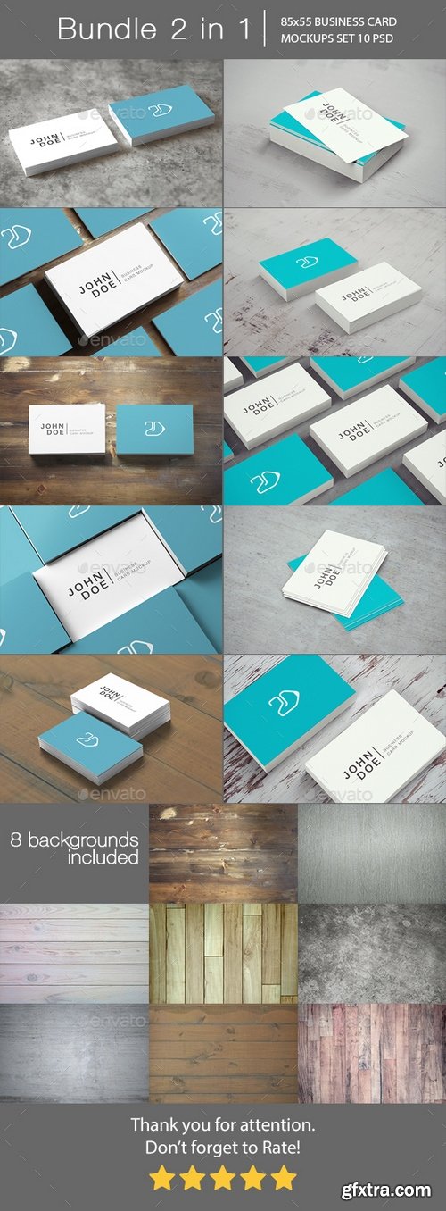 CM - 85x55 Business Card Mockup Bundle 2 in 1 15304493