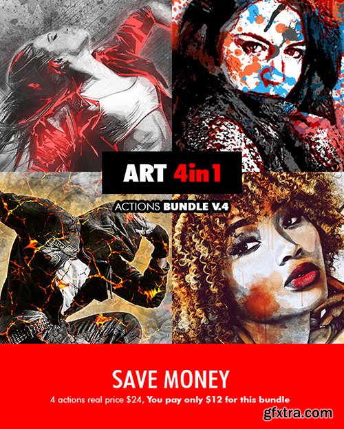 Graphicriver Art - 4in1 Photoshop Actions Bundle V.4 19265619