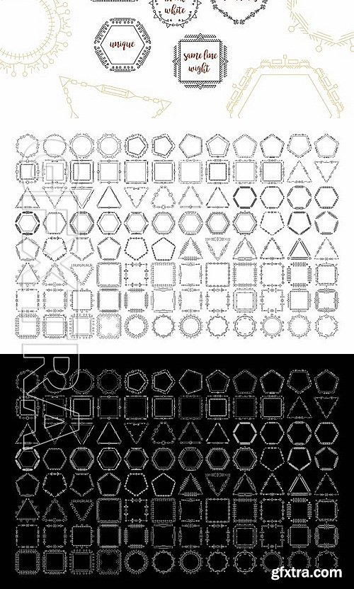 CreativeMarket 100 Thin line geometric frames 1415780