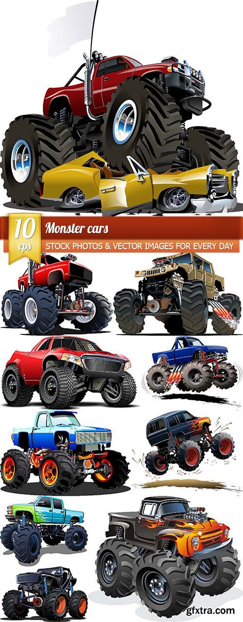 Monster cars, 10 x EPS