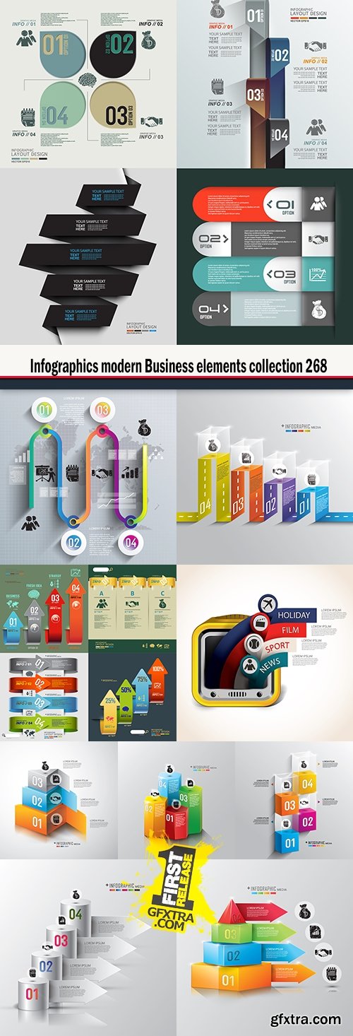 Infographics modern Business elements collection 268