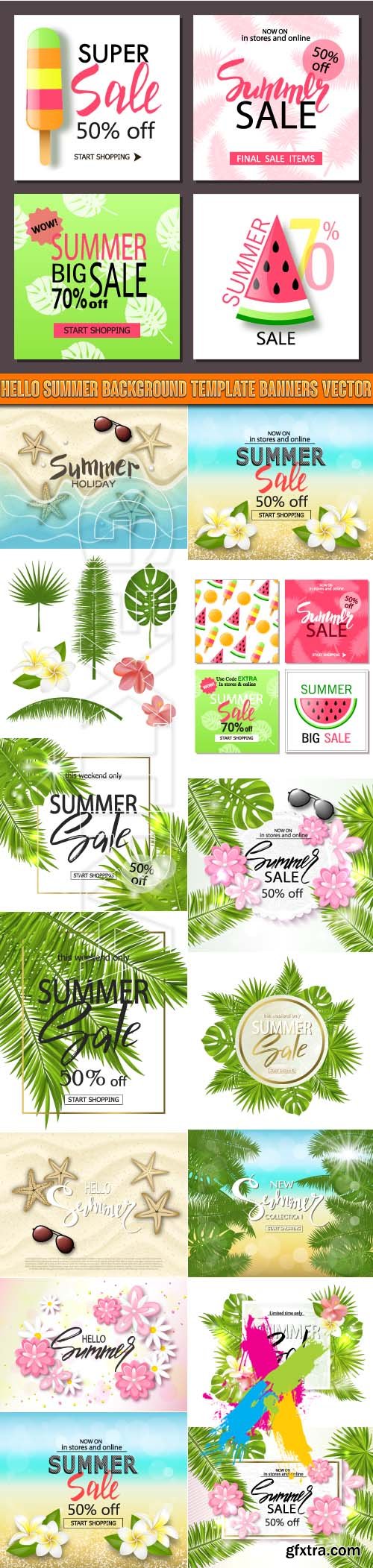 Hello summer Background template banners vector