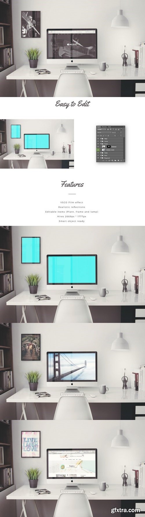 iMac 5k Retina 27-Inch Home Office Mockup