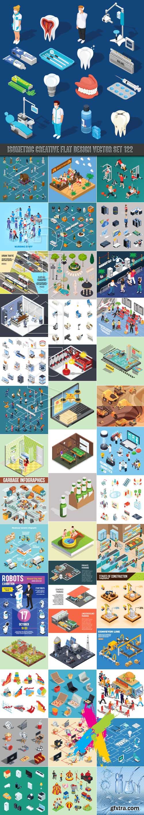 Isometric creative flat design vector set 122