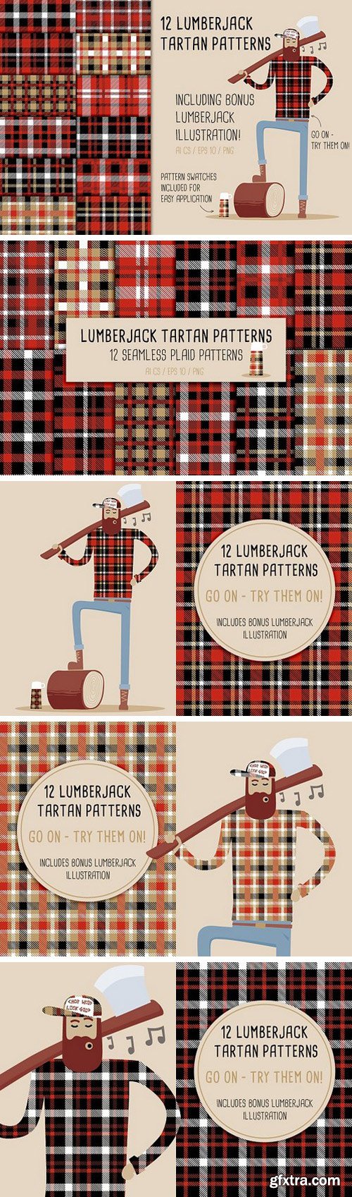 CM - 12 Lumberjack Tartan Patterns 1424214