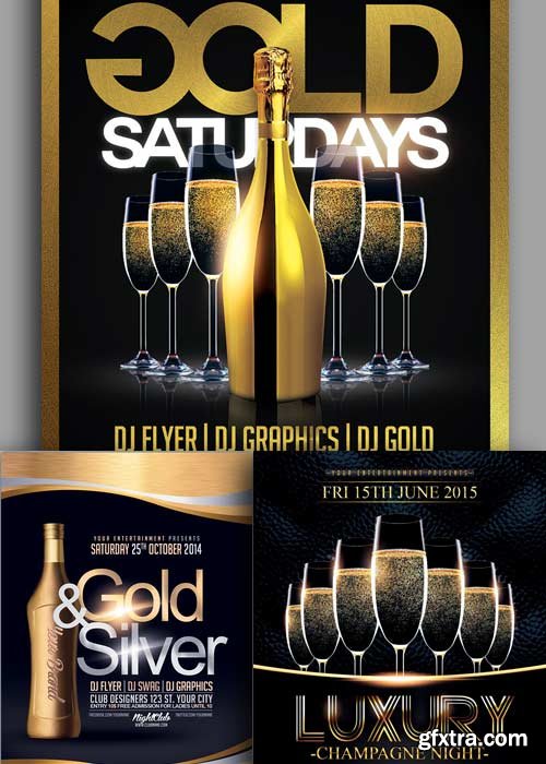 Gold Party 3in1 V1 Flyer Template