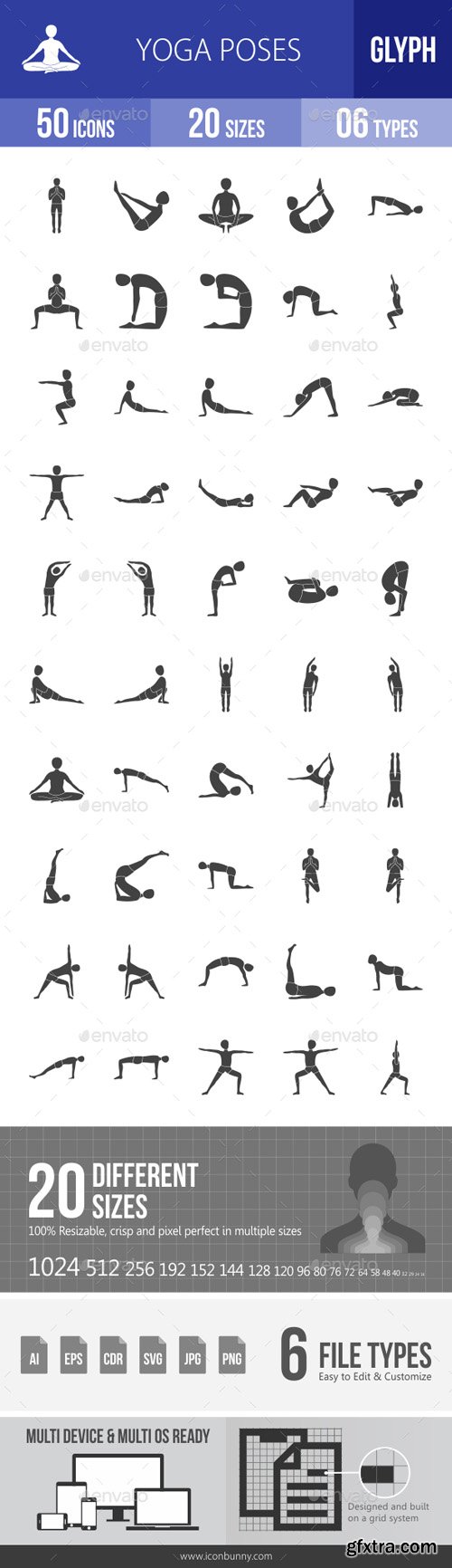 GR - Yoga Poses Glyph Icons 18209536