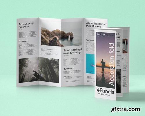 Psd Accordion Fold Mockup US A4