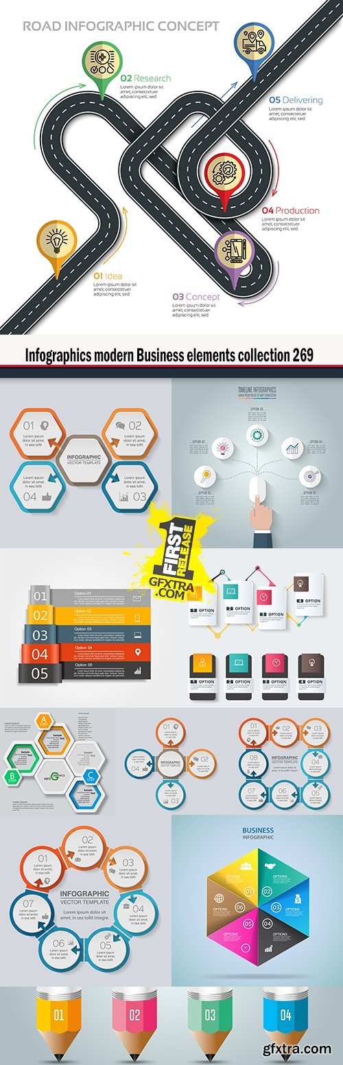 Infographics modern Business elements collection 269