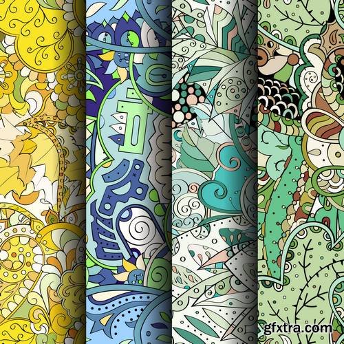 Set of Tracery Colorful Seamless Patterns