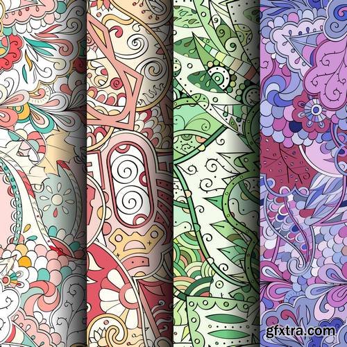 Set of Tracery Colorful Seamless Patterns