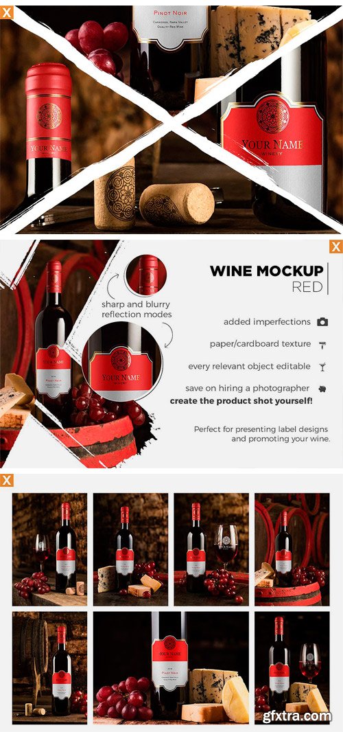 CM 1407158 - Cellar Wine Mockup - Bordeaux Red