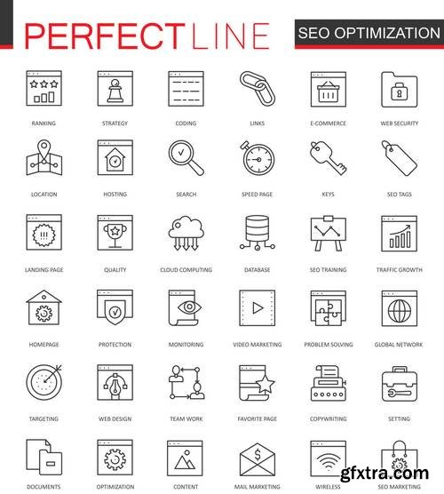 Thin Line Web Icons Set