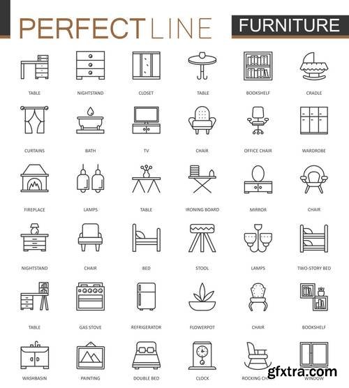 Thin Line Web Icons Set