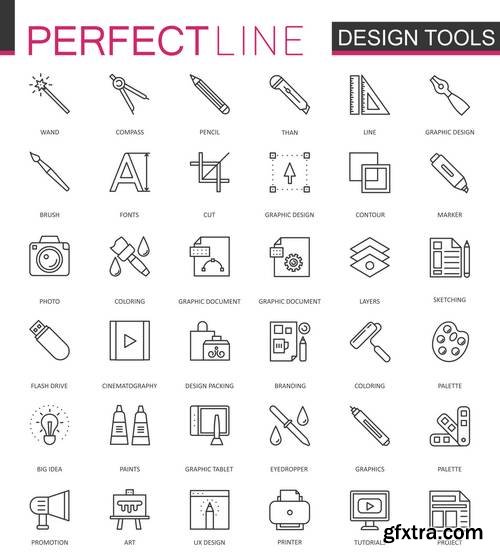 Thin Line Web Icons Set