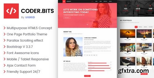 ThemeForest - CODER BITS - Personal Bootstrap Portfolio Template - Parallax 19873678