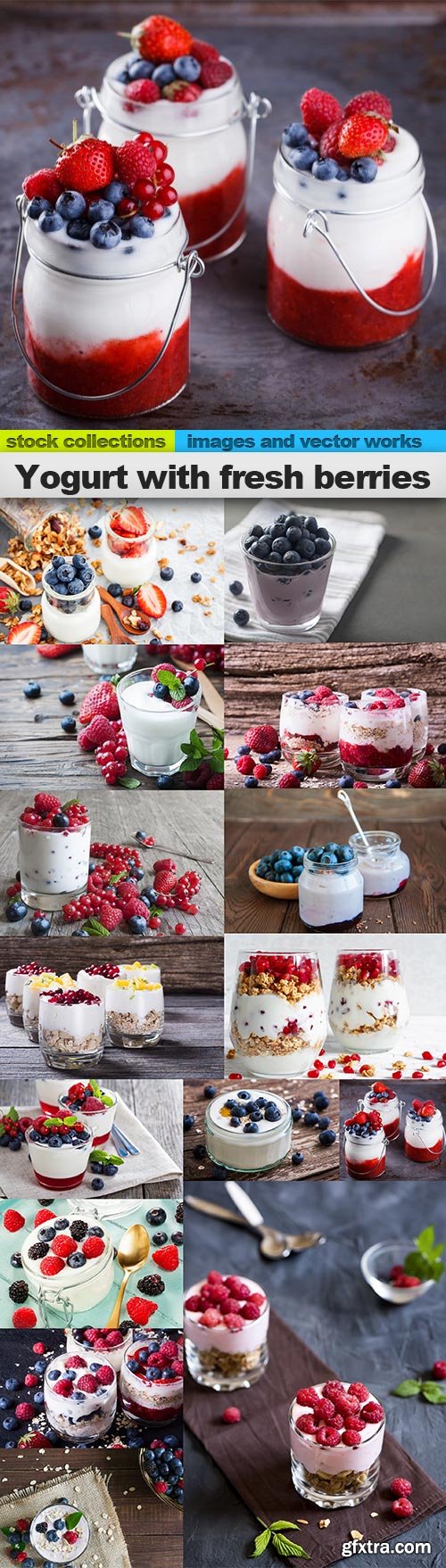 Yogurt with fresh berries, 15 x UHQ JPEG